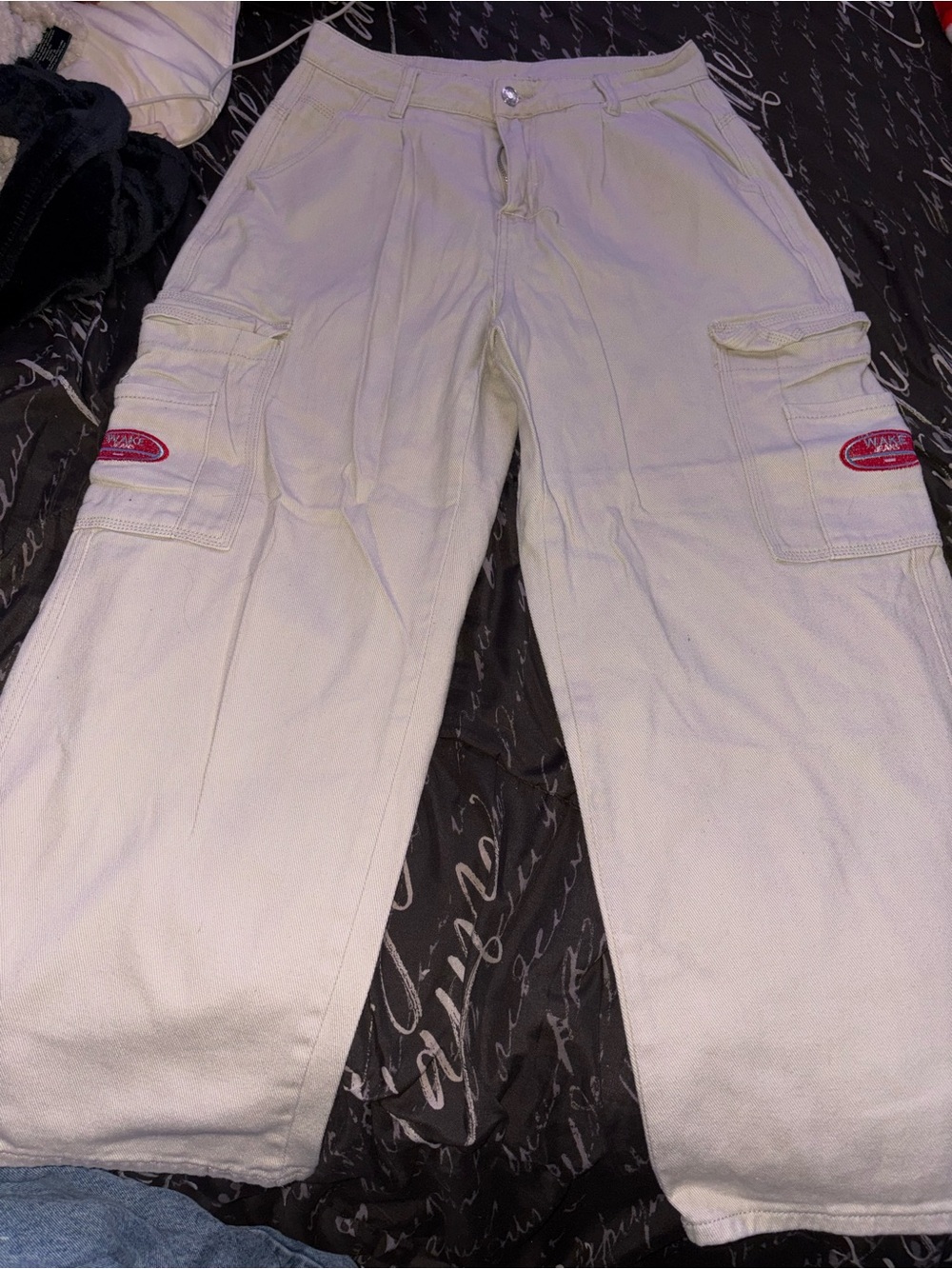 SHEIN Off-White Cargo Pants with Side Pockets